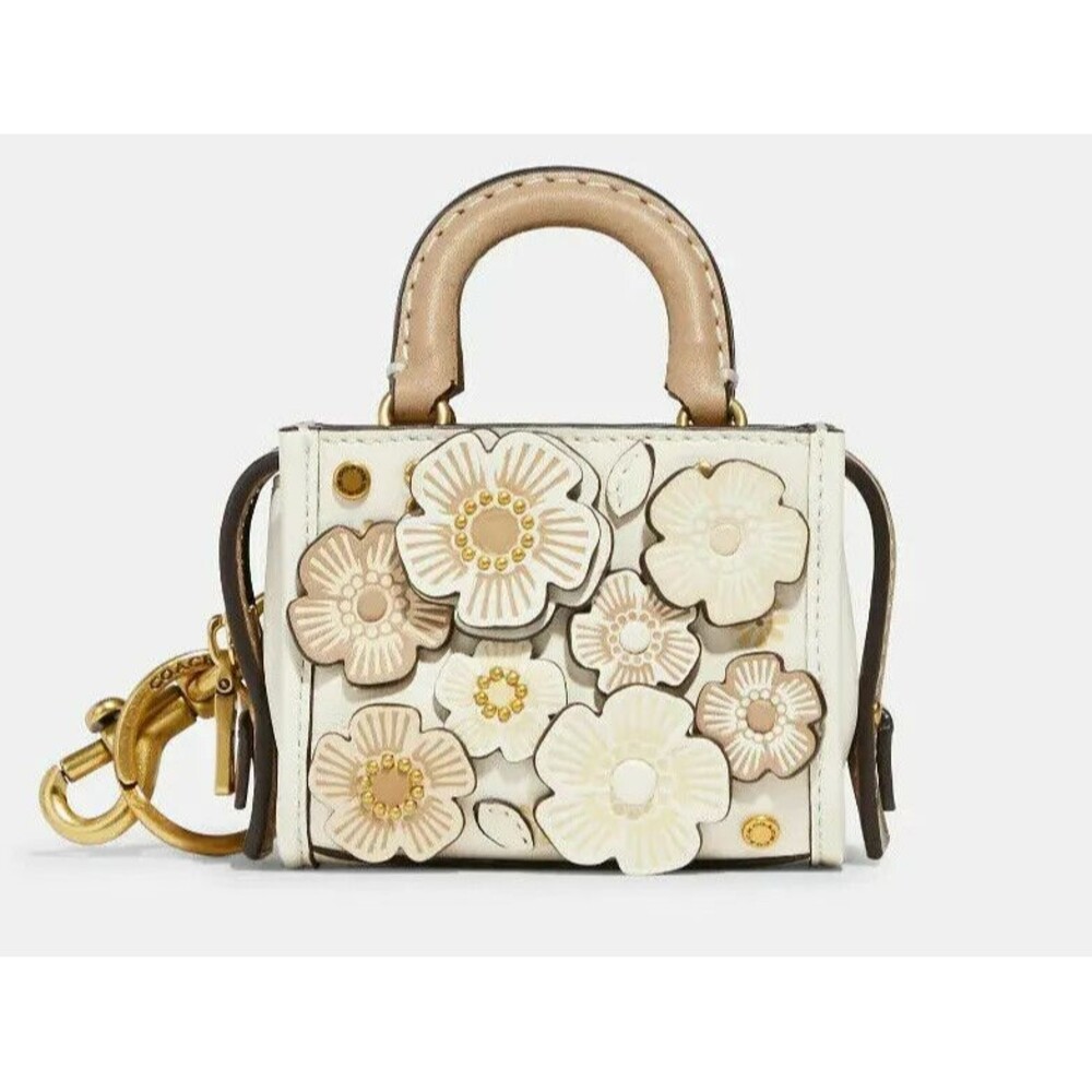 COACH 1941 Rogue Mini Charm TEA ROSE Chalk /Gold NWT